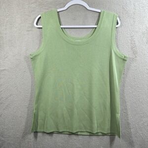 Exclusively Misook Top Women's L Tank Shell Sleeveless Top Pale Green Acrylic
